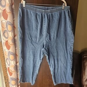 Just My Size Blue Denim Elastic Waist Capri Pants
